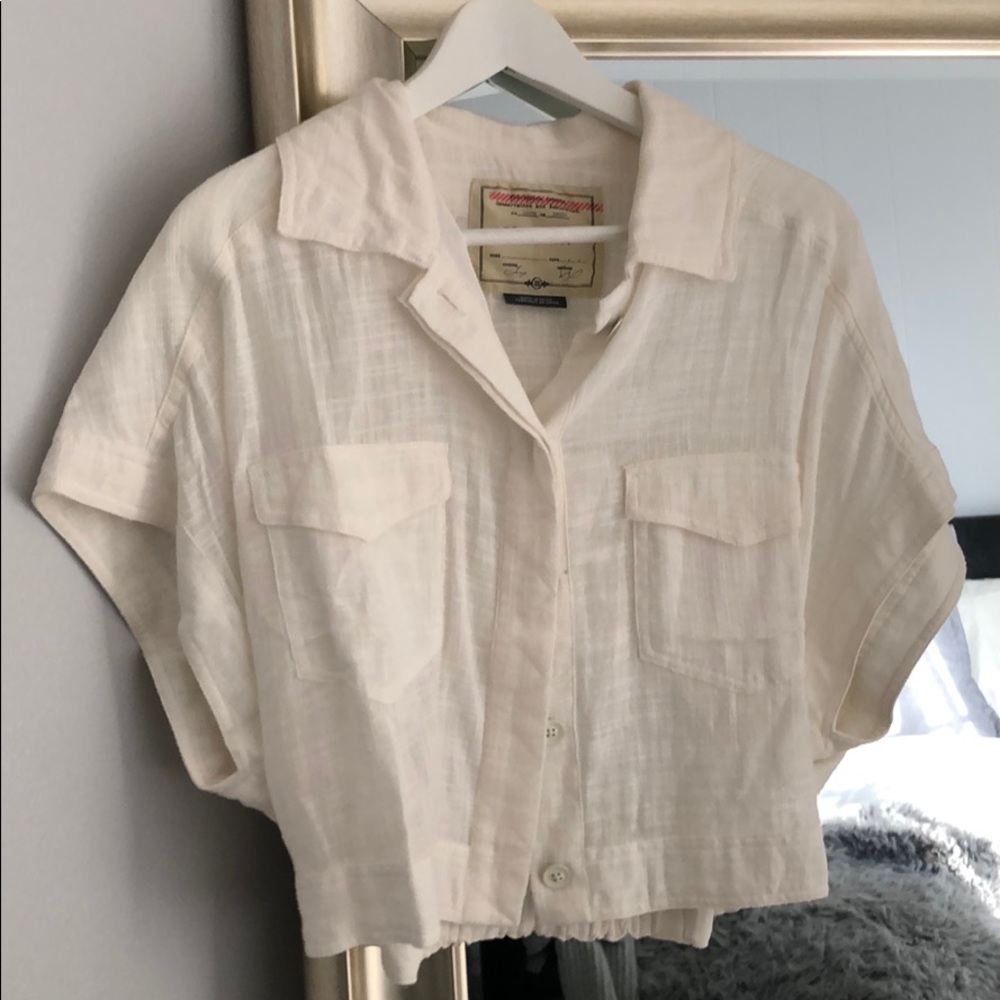 ANTHROPOLOGIE LINEN CROP TOP